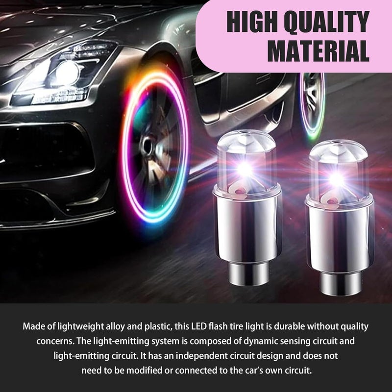 MLY 6PCS LED Tire Valve Caps, Waterproof Wheel Tire Valve Light, Wheel Rim Accent Lighting with Night Safety Mode & Style-Enhancing Glow Technology, Universal for Car Motorcycle Bike (Multicolored) - Image 3
